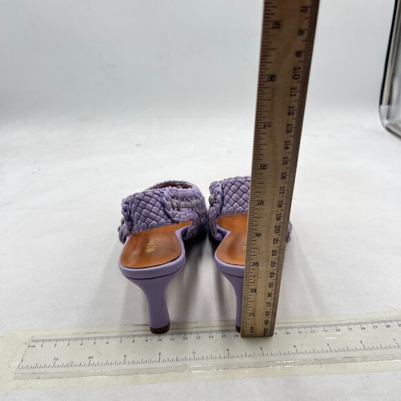 Wo wagas Purple Slingback Square Toe Pumps Slip On Low Kitten Heel Woven Sandal - Picture 5 of 8